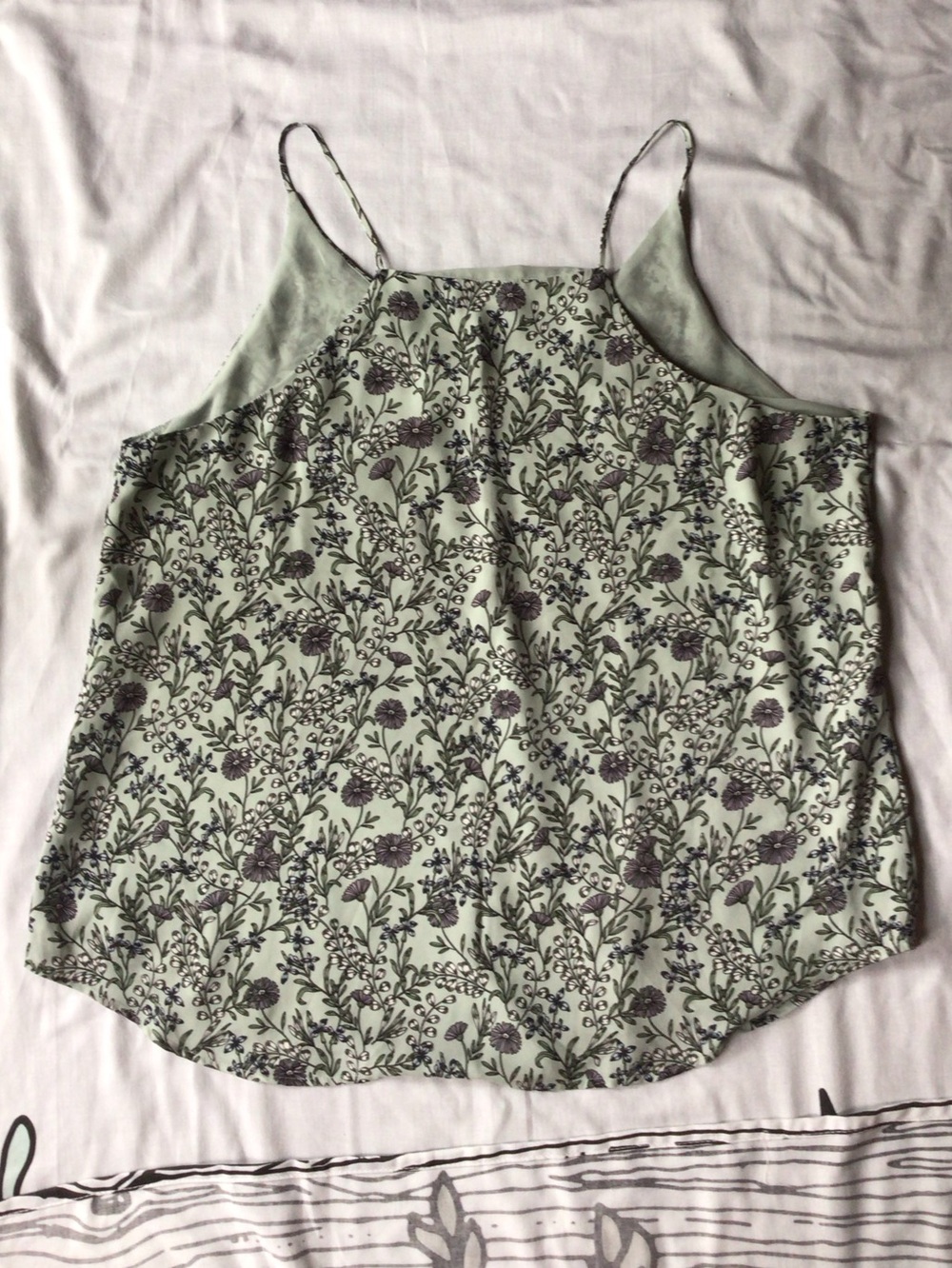 LOFT Mint Green Floral Tank Top - Picture 2 of 5